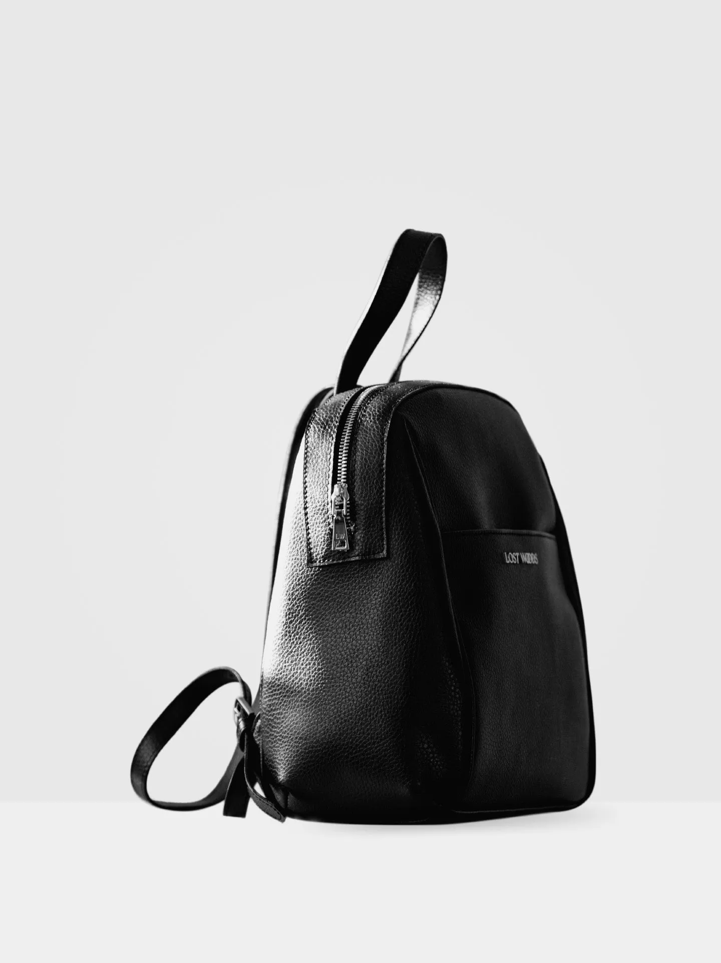 Hazel MIRUM Leather Vegan Backpack | Black & Silver