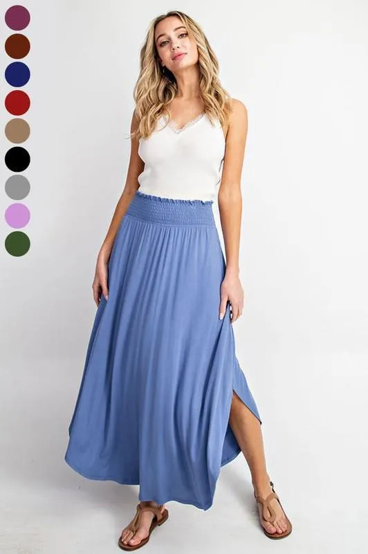 High-Rise Swing Maxi Skirt (Dusty Blue)