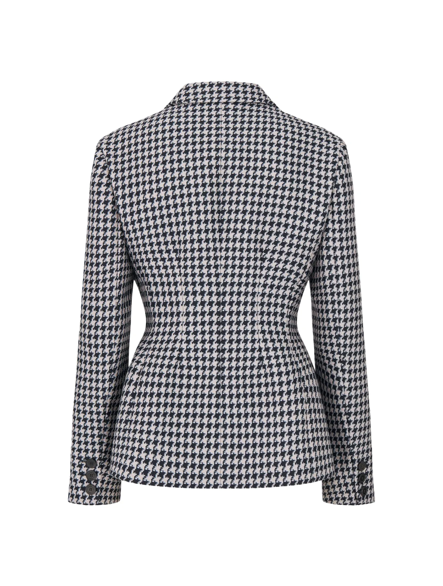 jacket in blue and white virgin wool and houndstooth silk