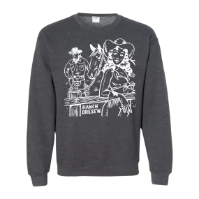 KEEP WALKING COWBOY DARK HEATHER CREWNECK