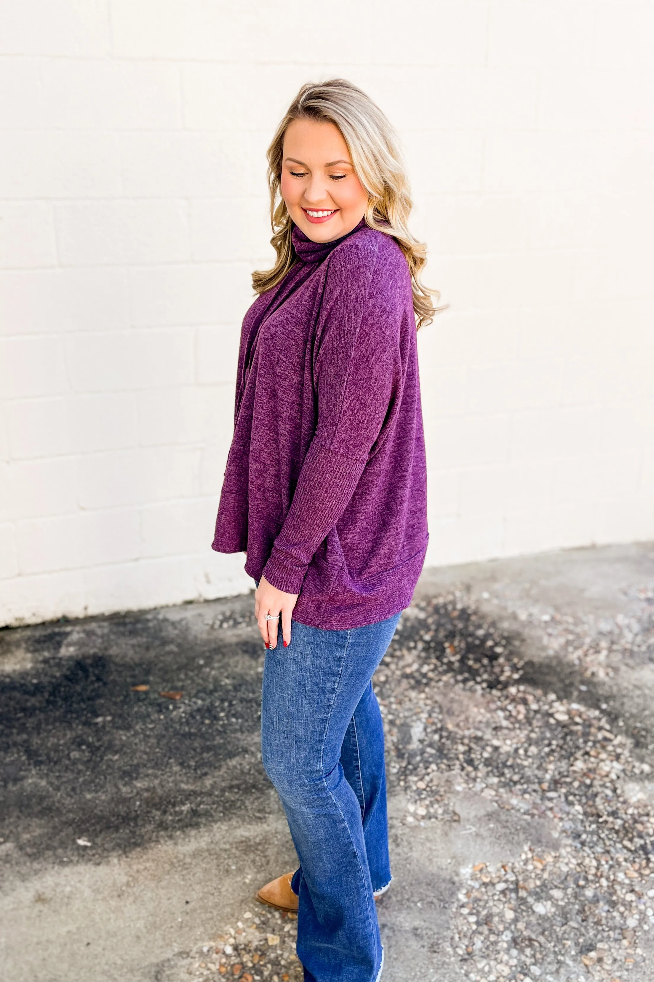 Lacey Cowl Neck Top, Dark Plum