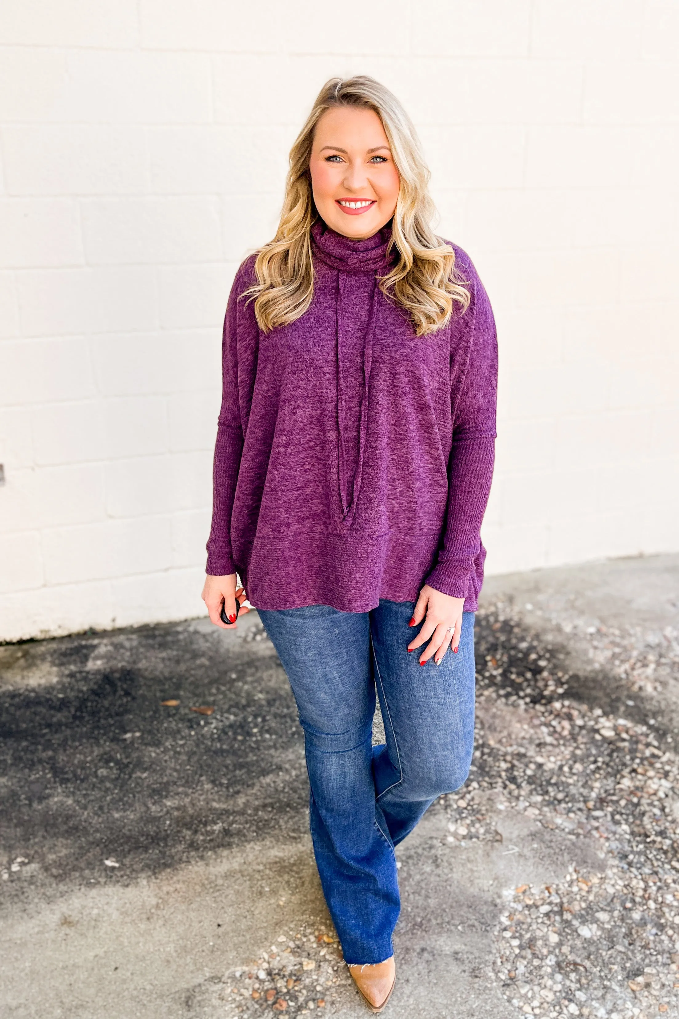 Lacey Cowl Neck Top, Dark Plum