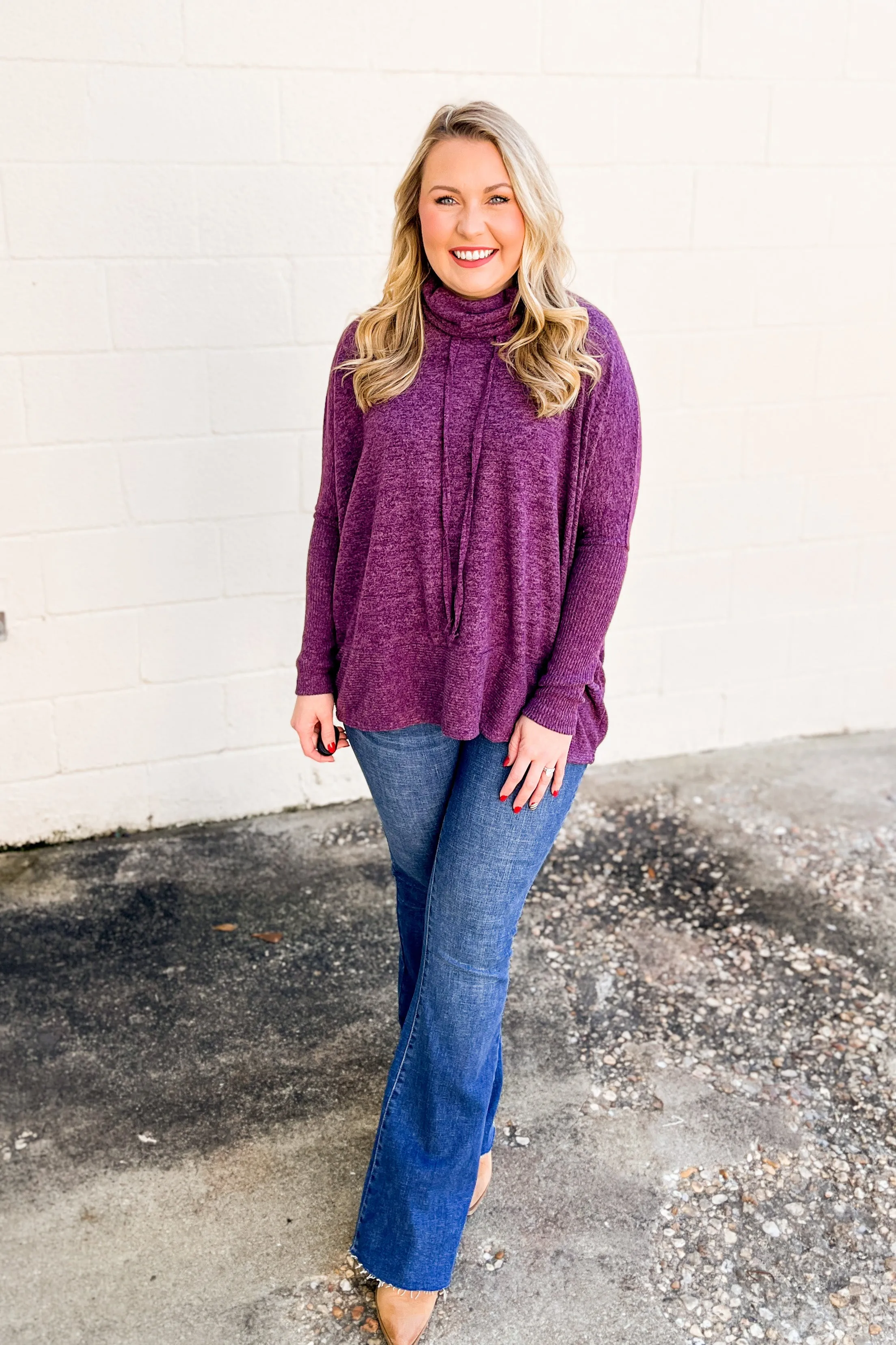 Lacey Cowl Neck Top, Dark Plum