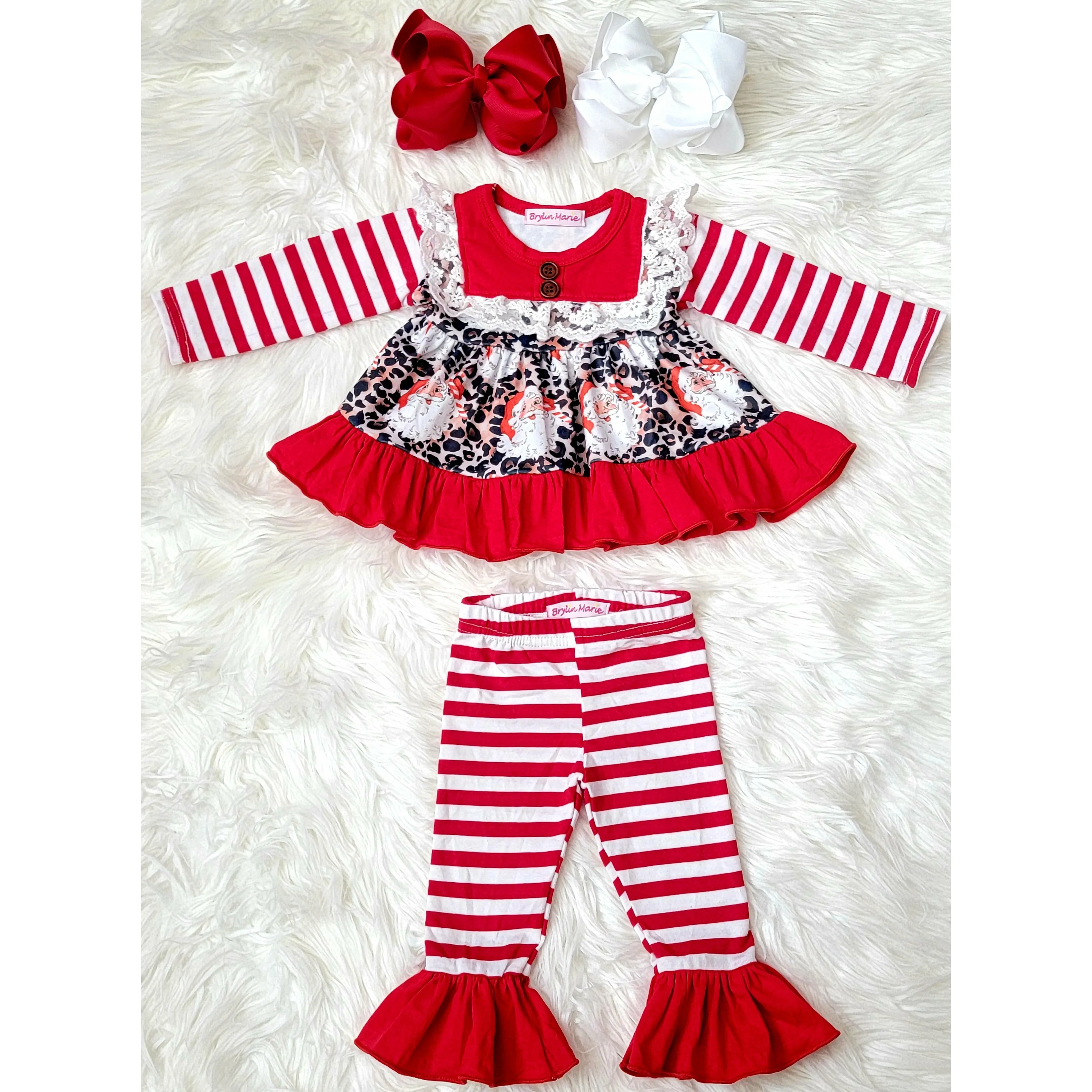 Leopard Santa Ruffle Set