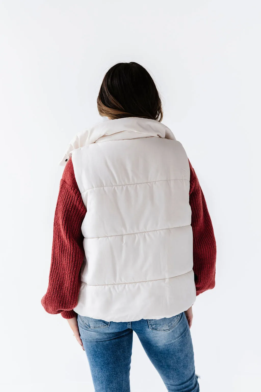 Lincoln Puffer Vest in Ivory