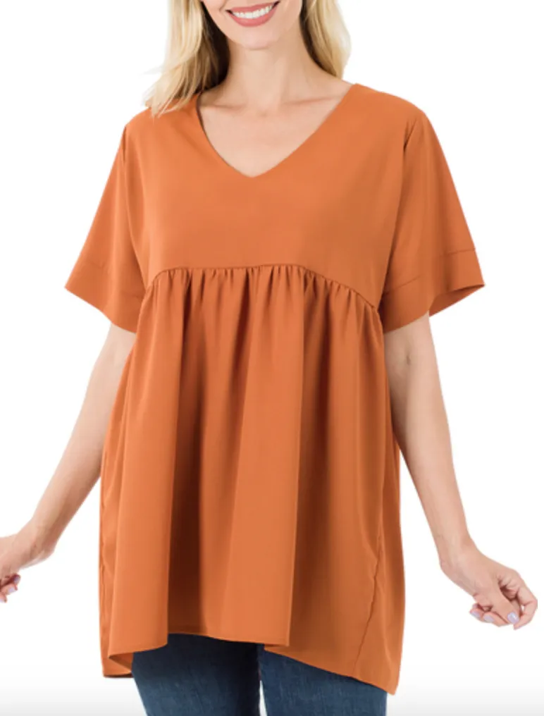 Marcie Babydoll Half Sleeve Top - 3 colors