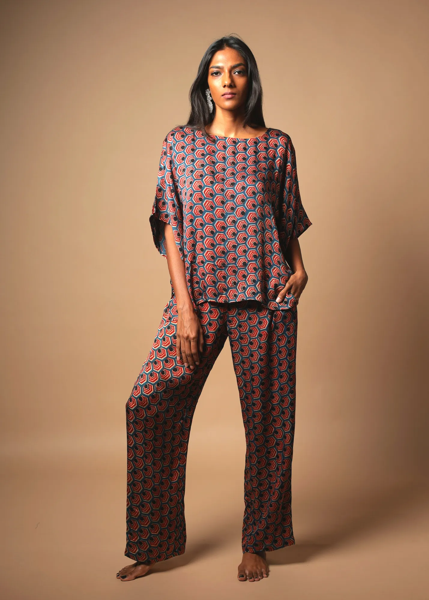 Marina Crop Pant - Ajrakh Retro