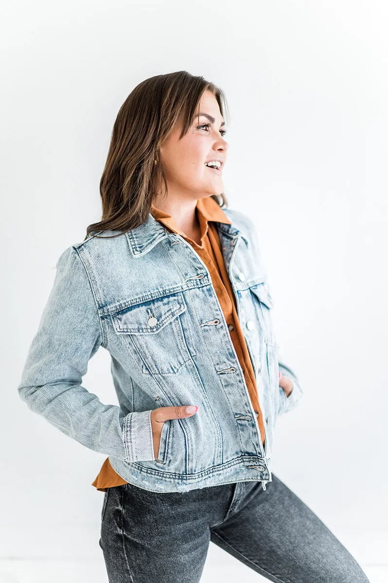 Mitchie Distressed Denim Jacket - Size 2X & 3X