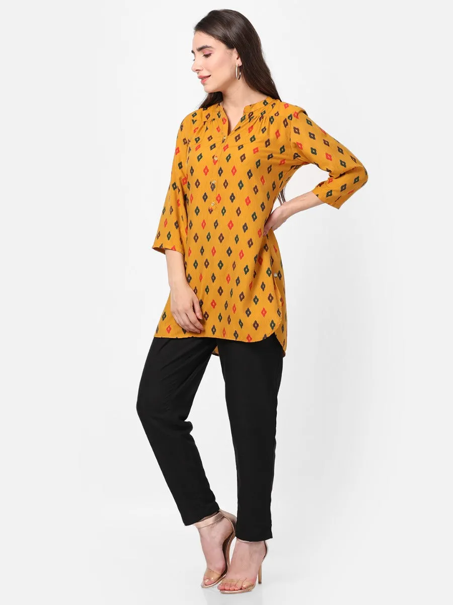 Mustard Geometrical Printed Tunic