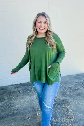 My Treat Tunic Pocket Top, Olive