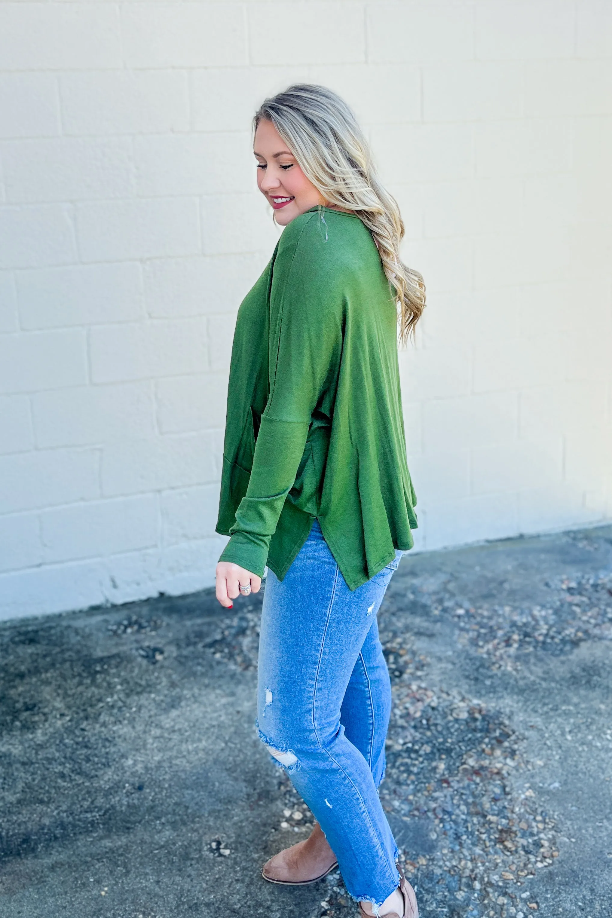 My Treat Tunic Pocket Top, Olive