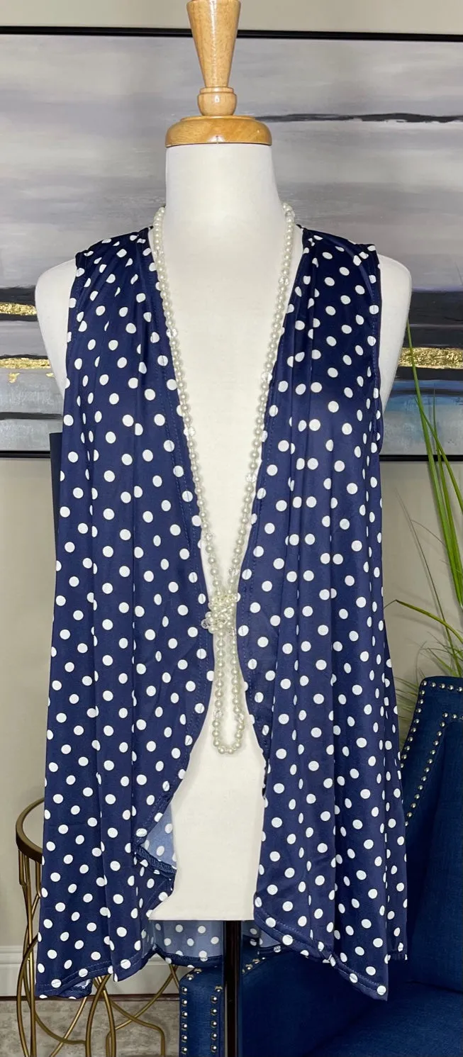 Navy & White Polka Dot Vest