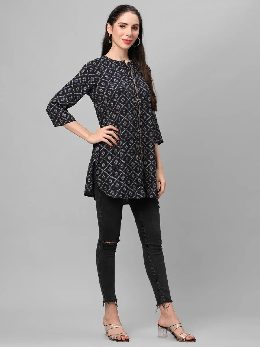 Navy Geometric Printed Tunic