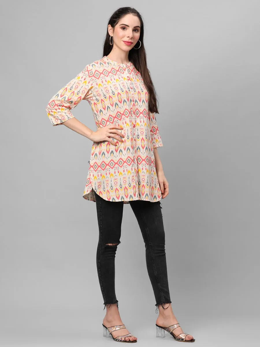 Off White Geometric Printed Tunic