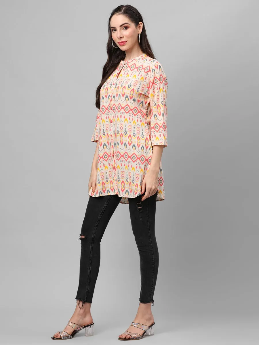 Off White Geometric Printed Tunic