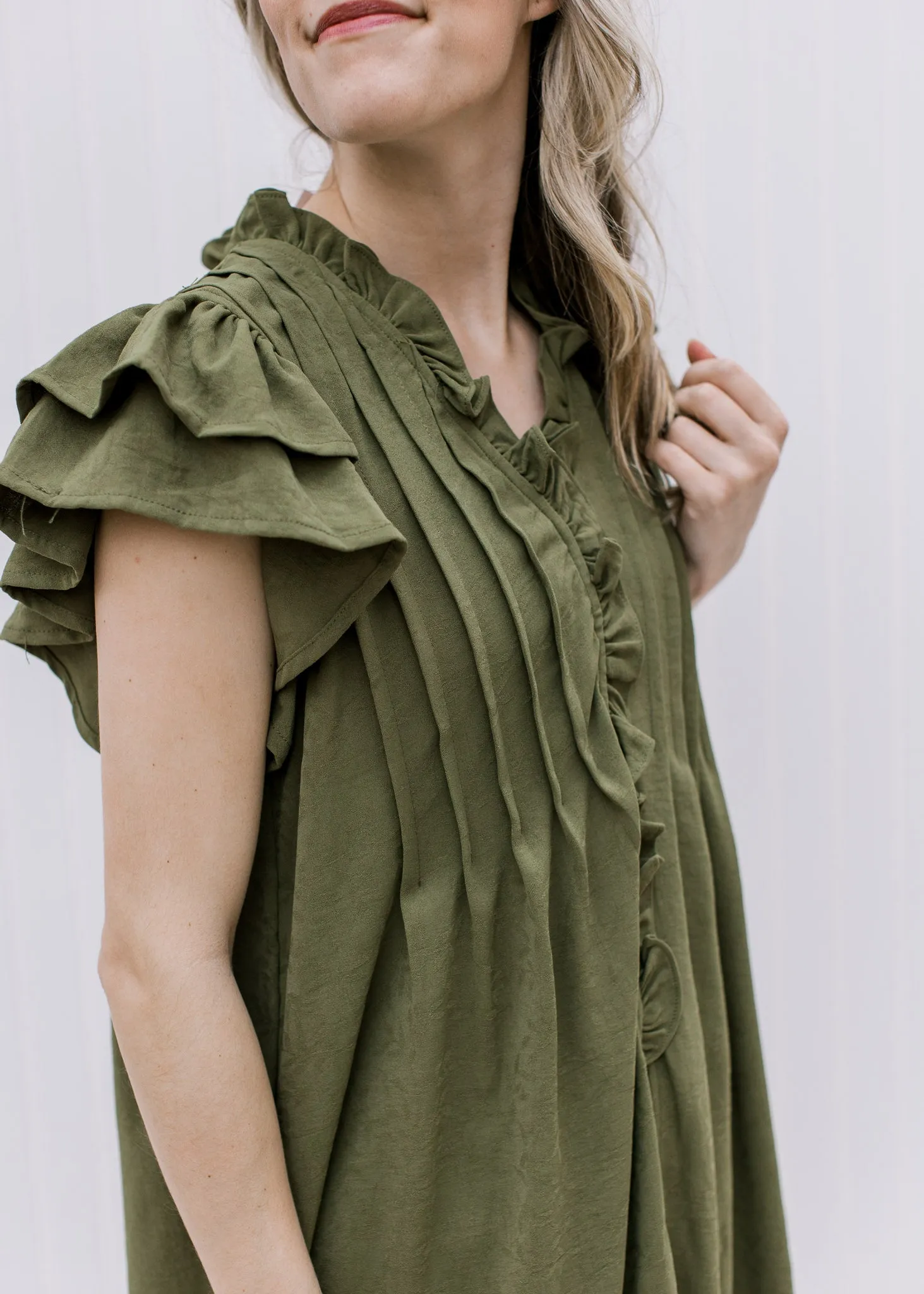 Olive Ruffled Tunic