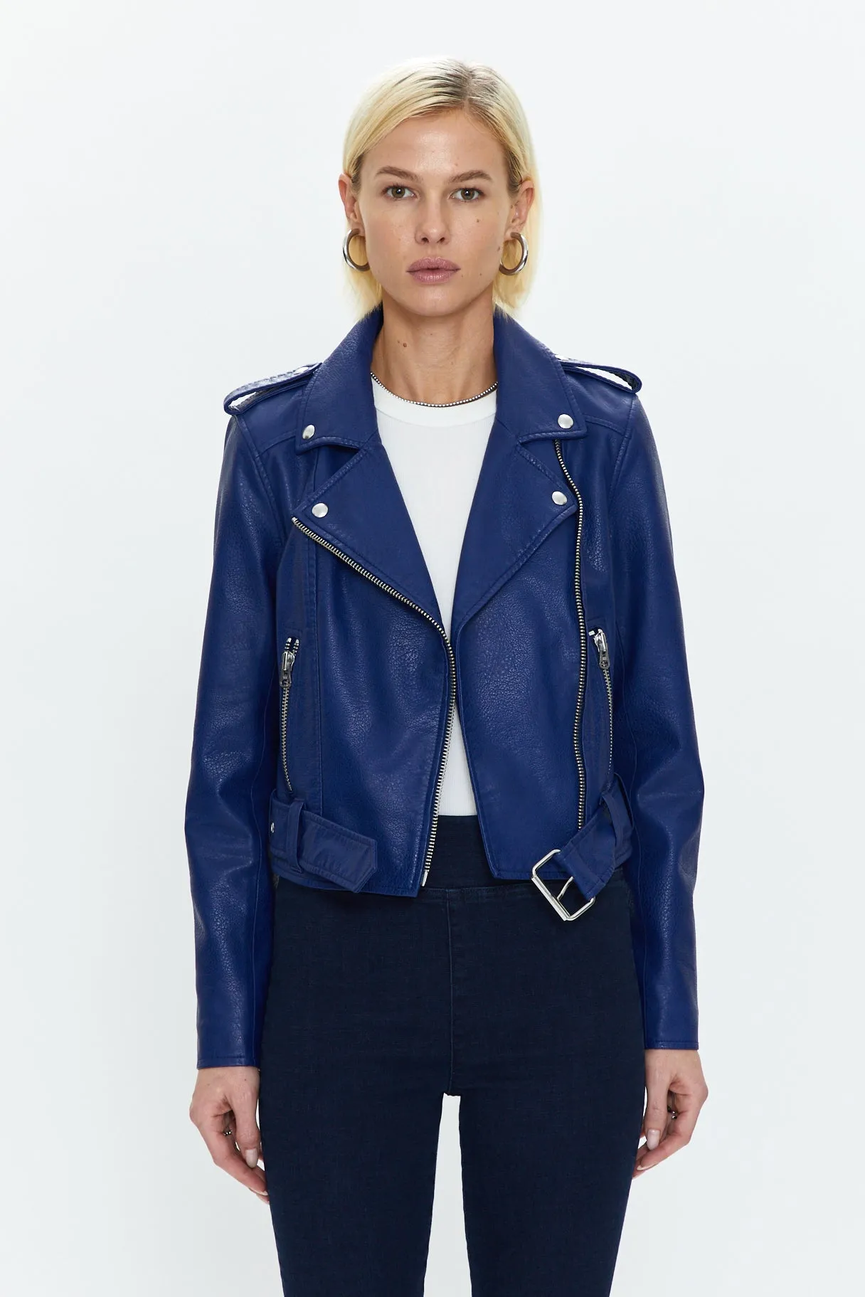 Pistola Tracy Cropped Moto Jacket | Electric Blue | FINAL SALE