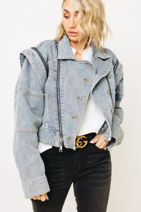 Pol - Biker's Edge Denim Jacket with Zipper Detail (S-L)