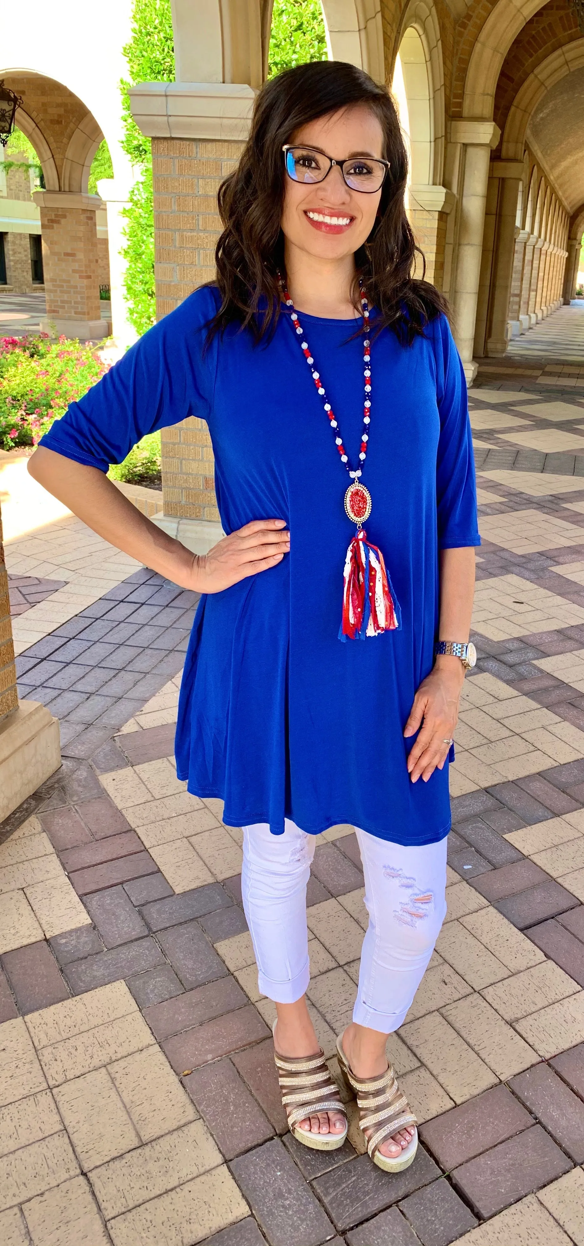 S / M :  Blue Flutter Tunic