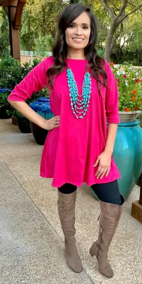 S,M* Hot Pink Flutter Tunic