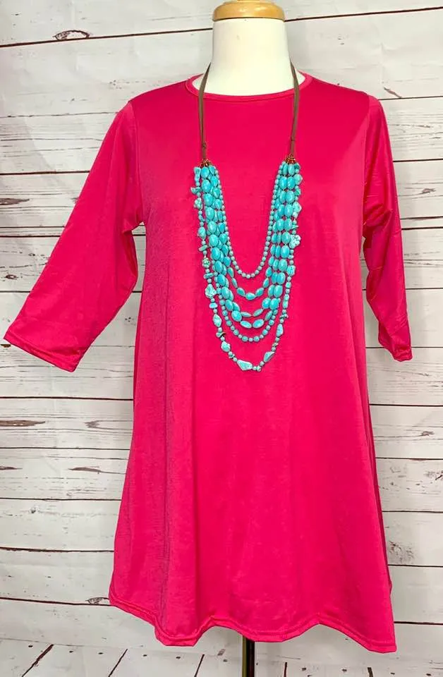 S,M* Hot Pink Flutter Tunic