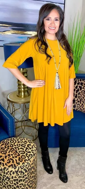 SM/ MED: Mustard Flutter Tunic