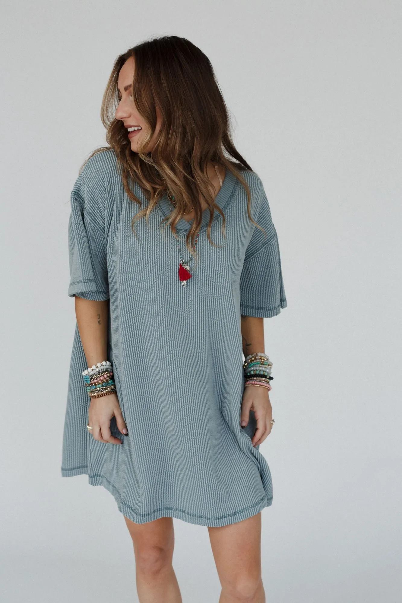 Soft Touch Tunic Dress - Seafoam