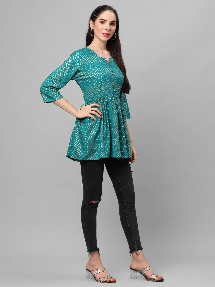 Teal Floral Printed Tunic