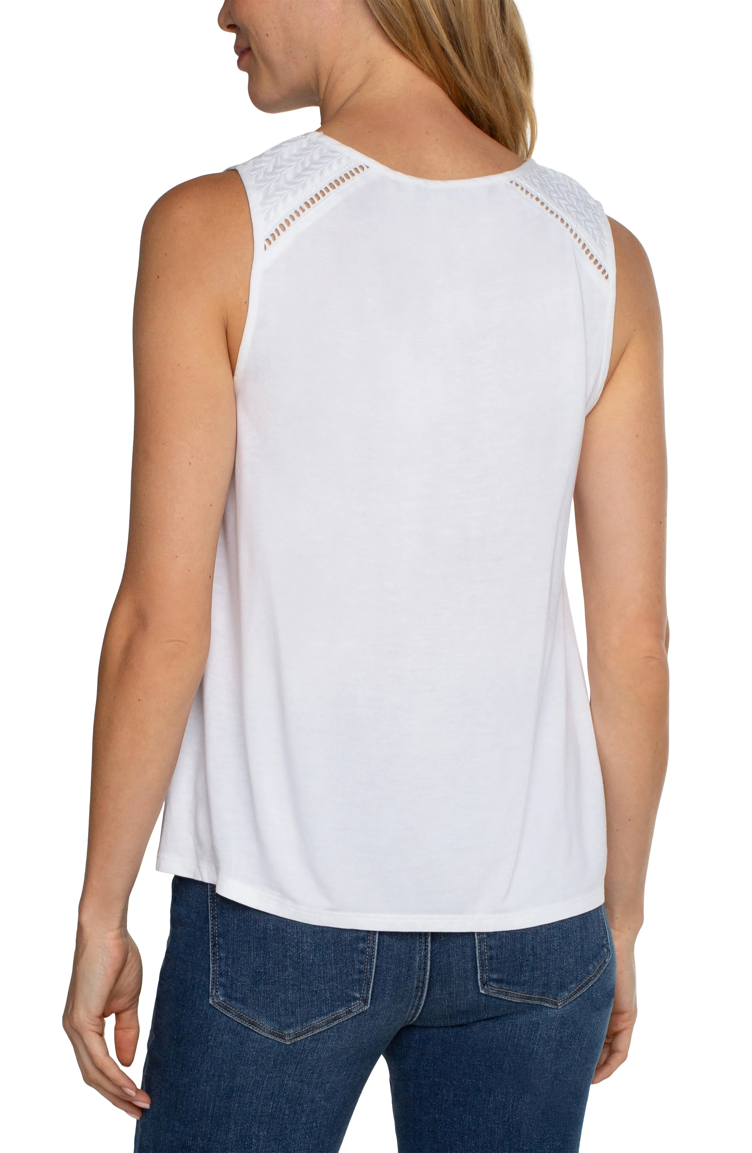 The Annie Eyelet Detail Sleeveless Blouse