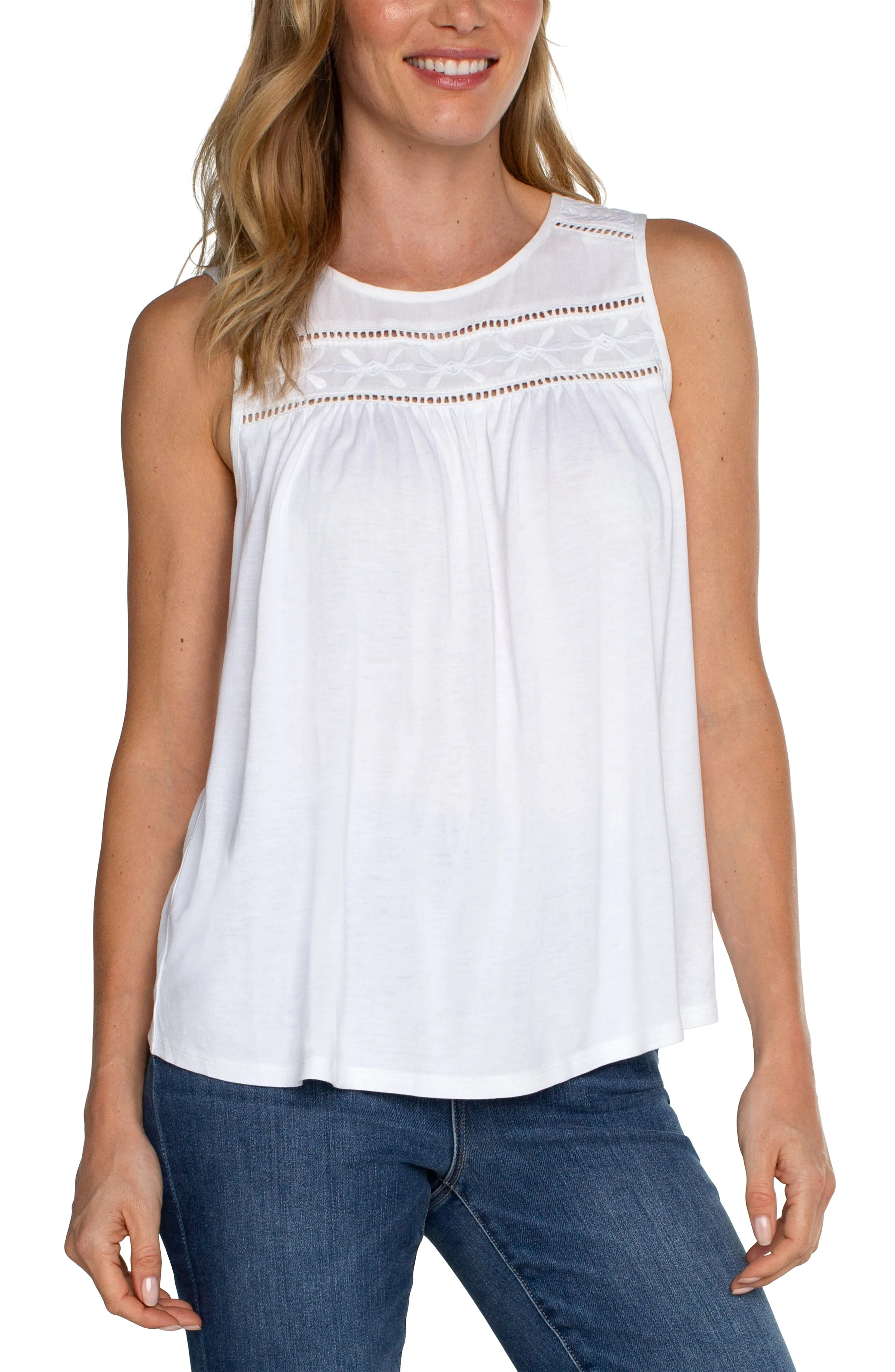 The Annie Eyelet Detail Sleeveless Blouse