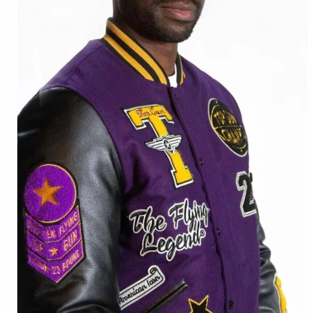 Top Gun Flying Legend Wool-Pu Varsity Jacket (Purple/Black) TGJ2237