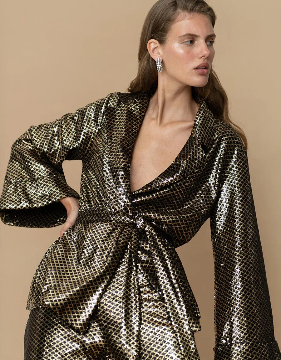 Una Sequin Jacket - Gold/Black