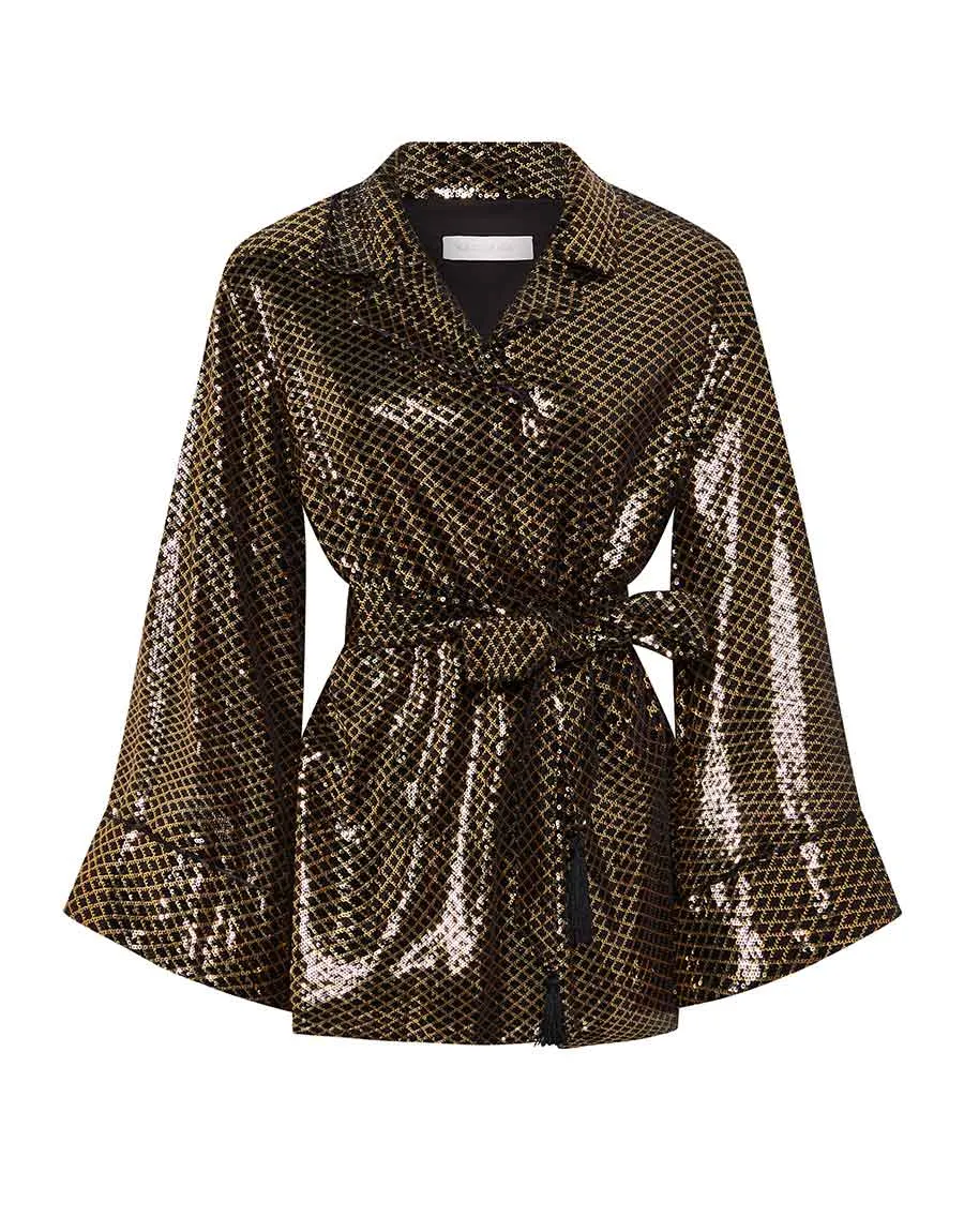 Una Sequin Jacket - Gold/Black