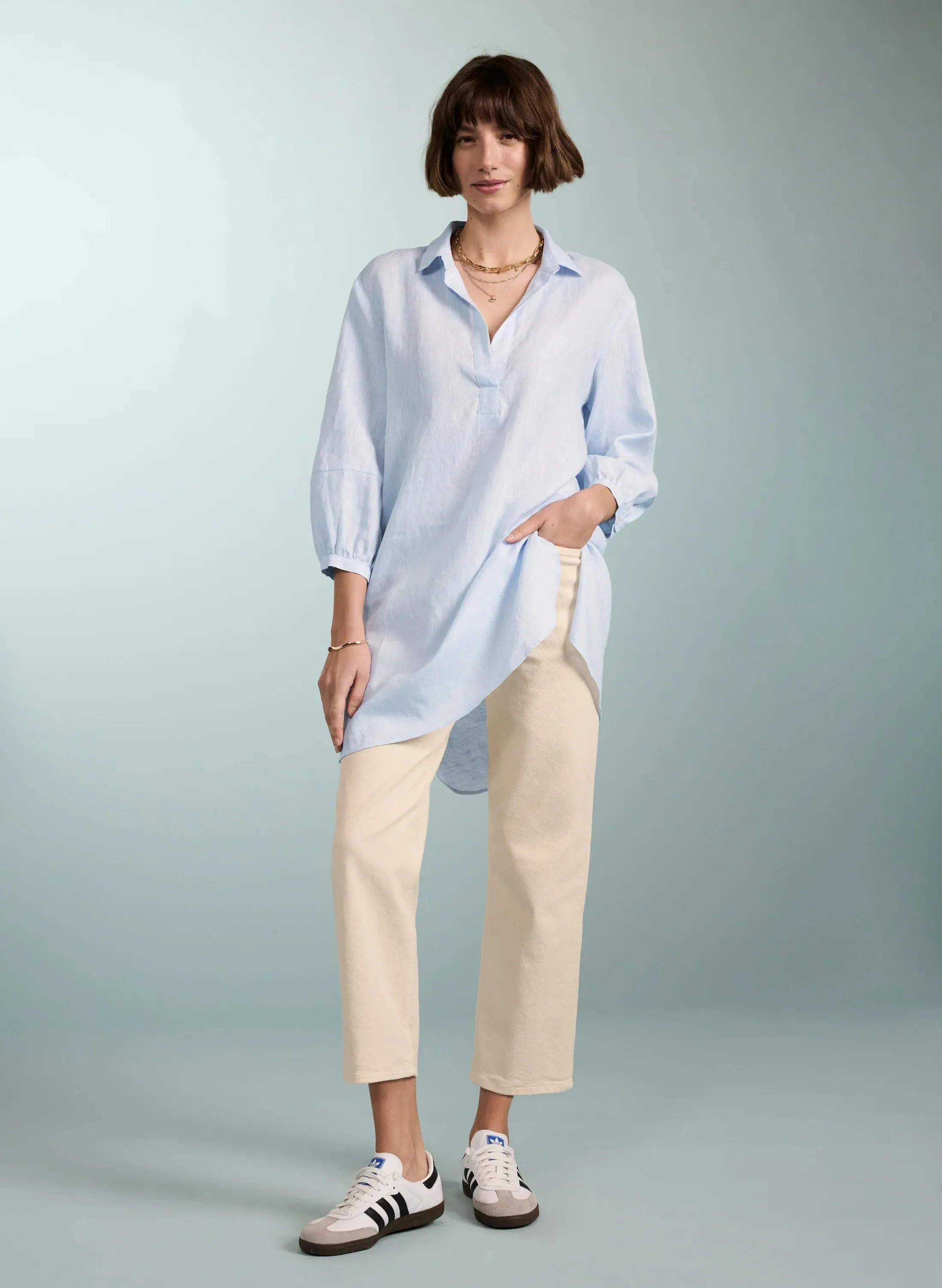 Vanessa Linen Tunic | Light Blue