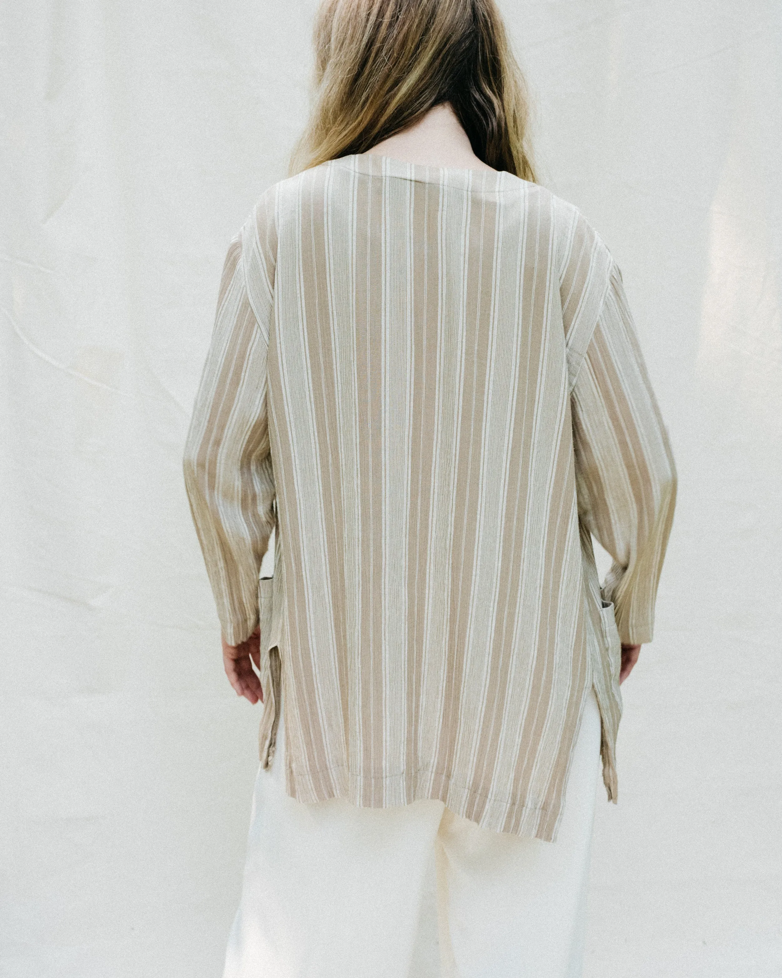 Vintage Sand Striped Summer Jacket (S)