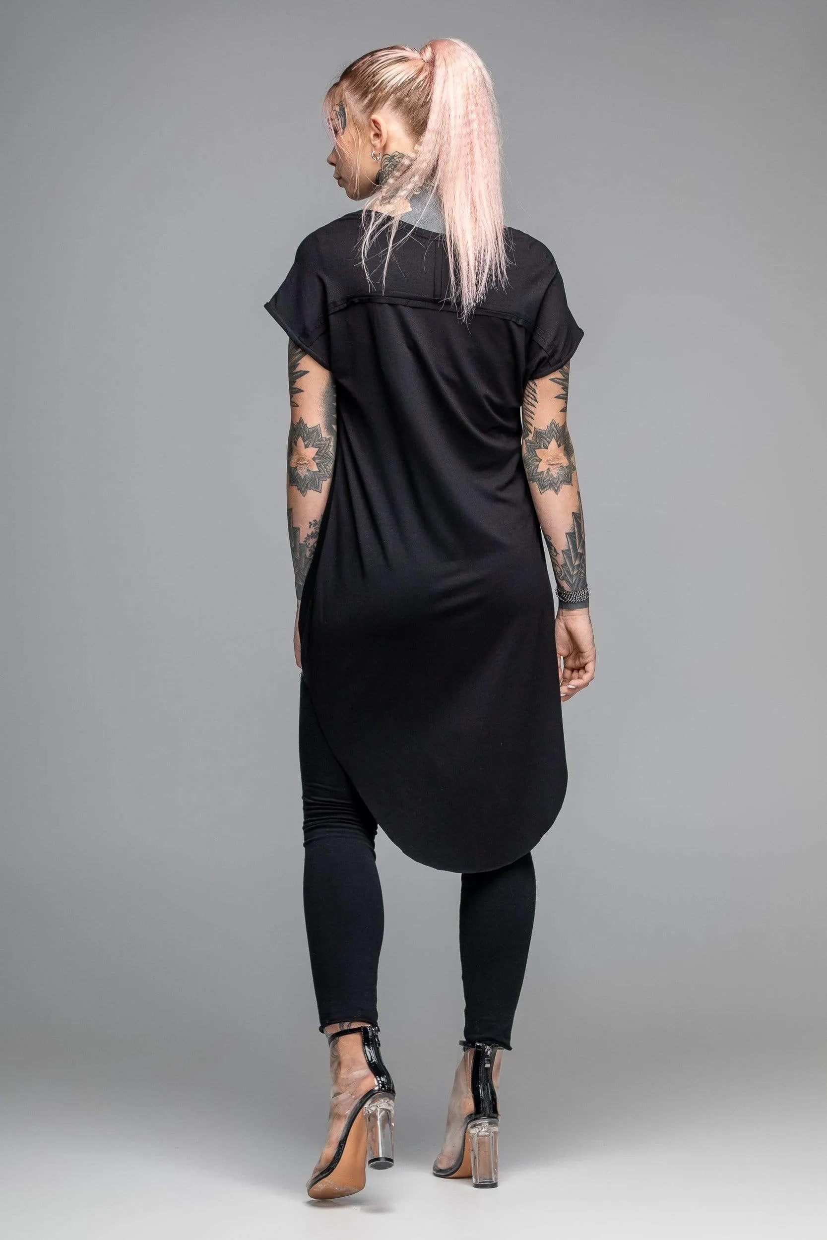 Women Black Train Tunic