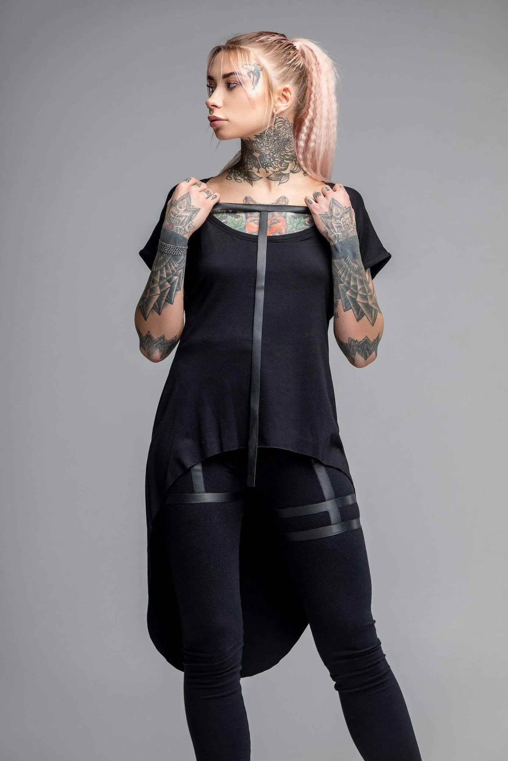 Women Black Train Tunic