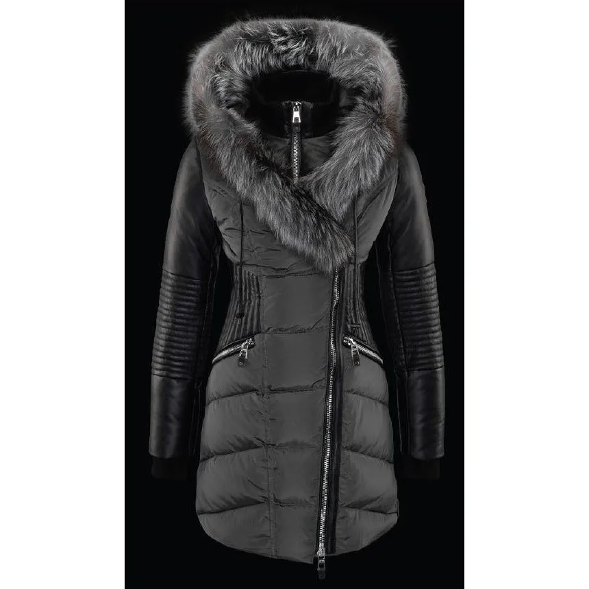 Women's Nicole Benisti Waist Cinching Quilted Puffer - Grey/Silver