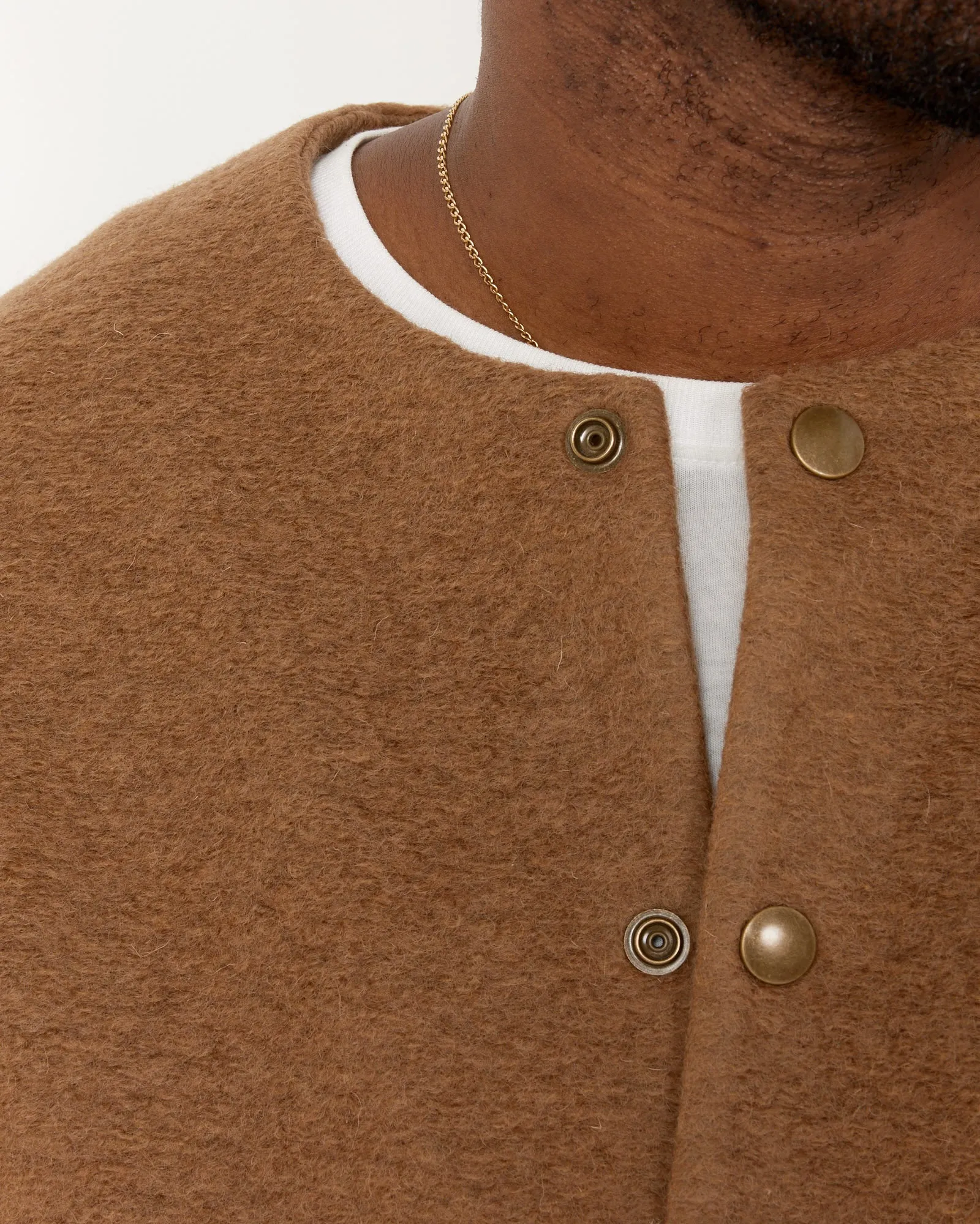 Collarless Wool Jacket with Sleek Design