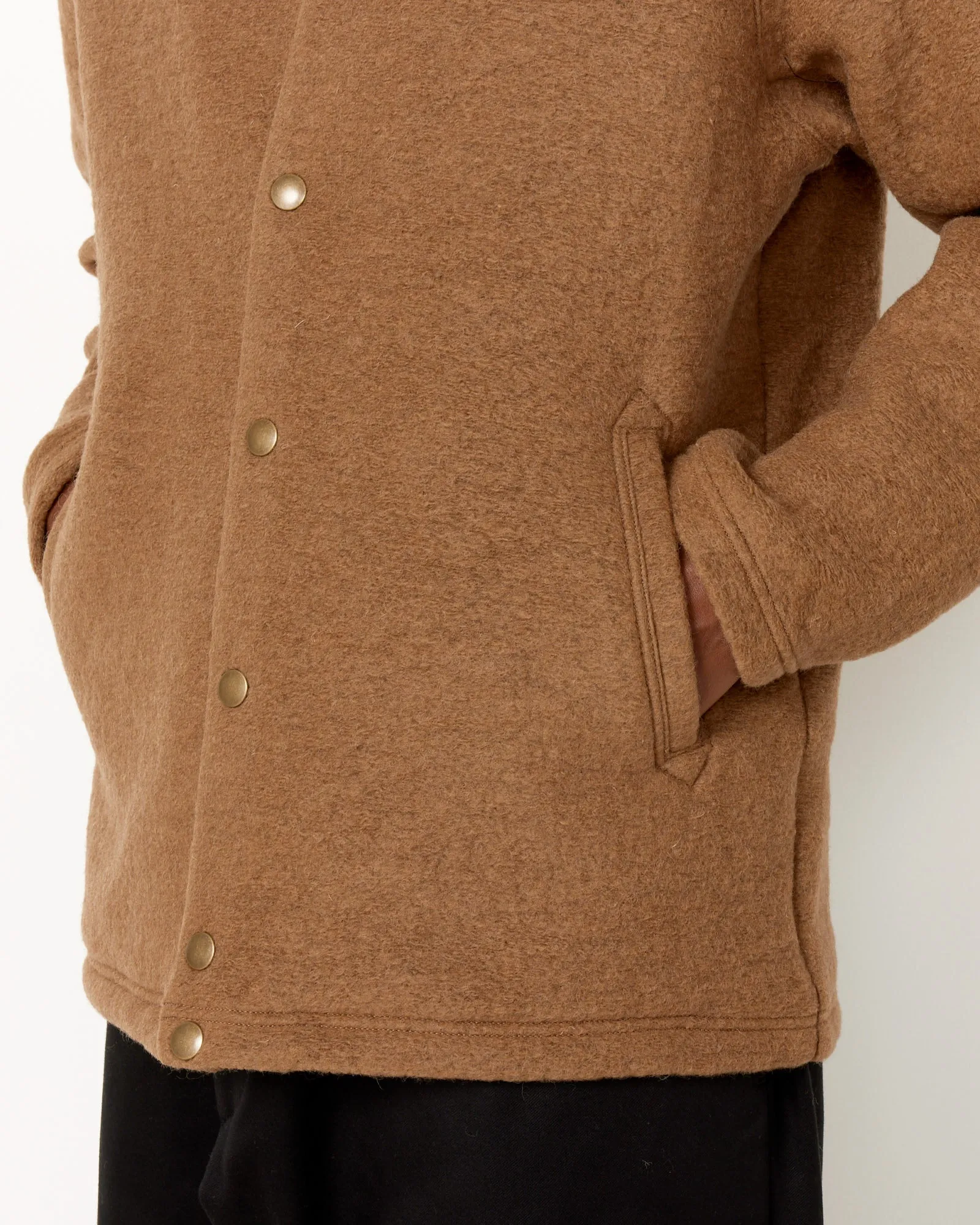 Collarless Wool Jacket with Sleek Design